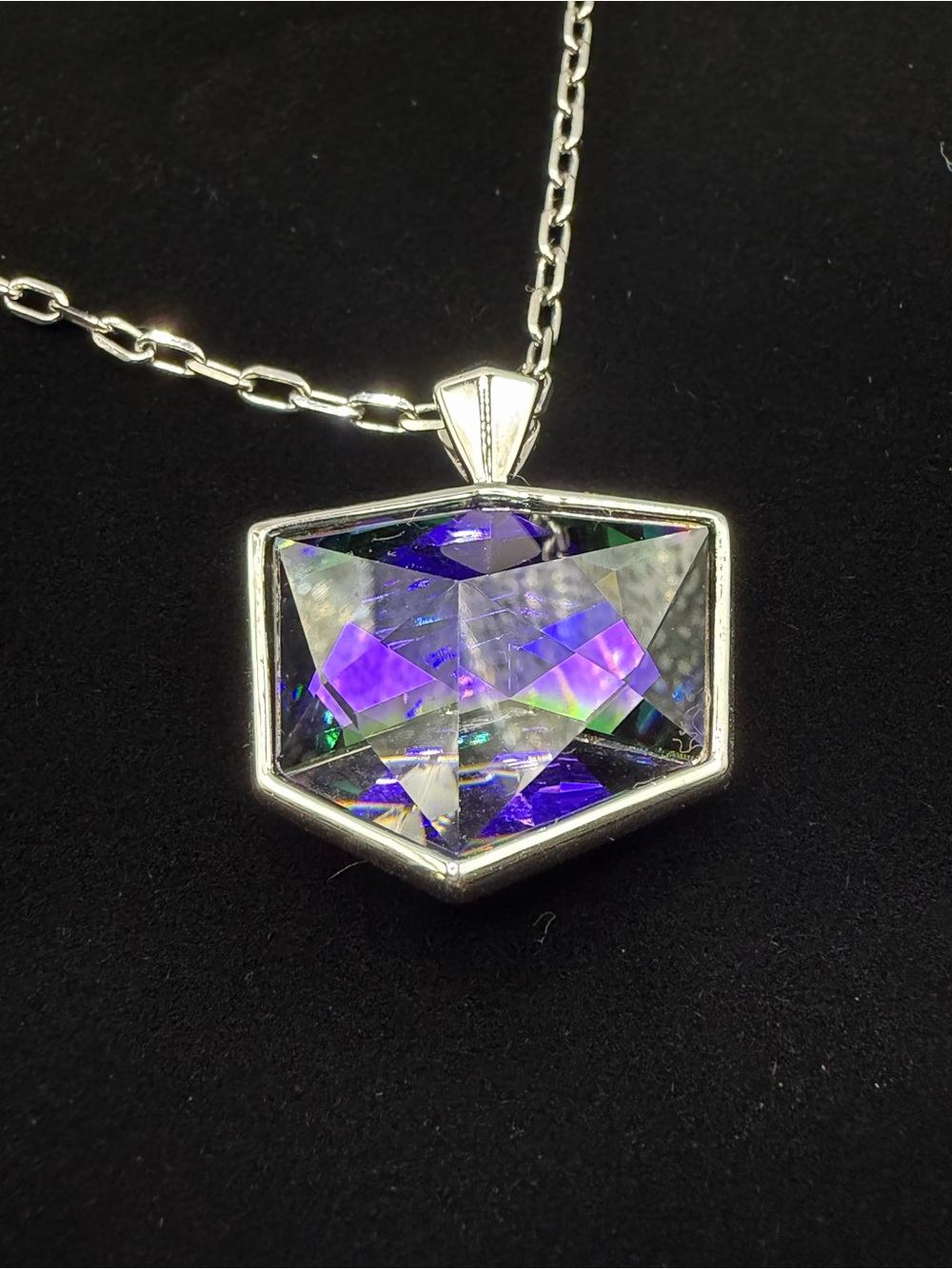 Fuzion Crystal Pendant 36” Necklace - Purple